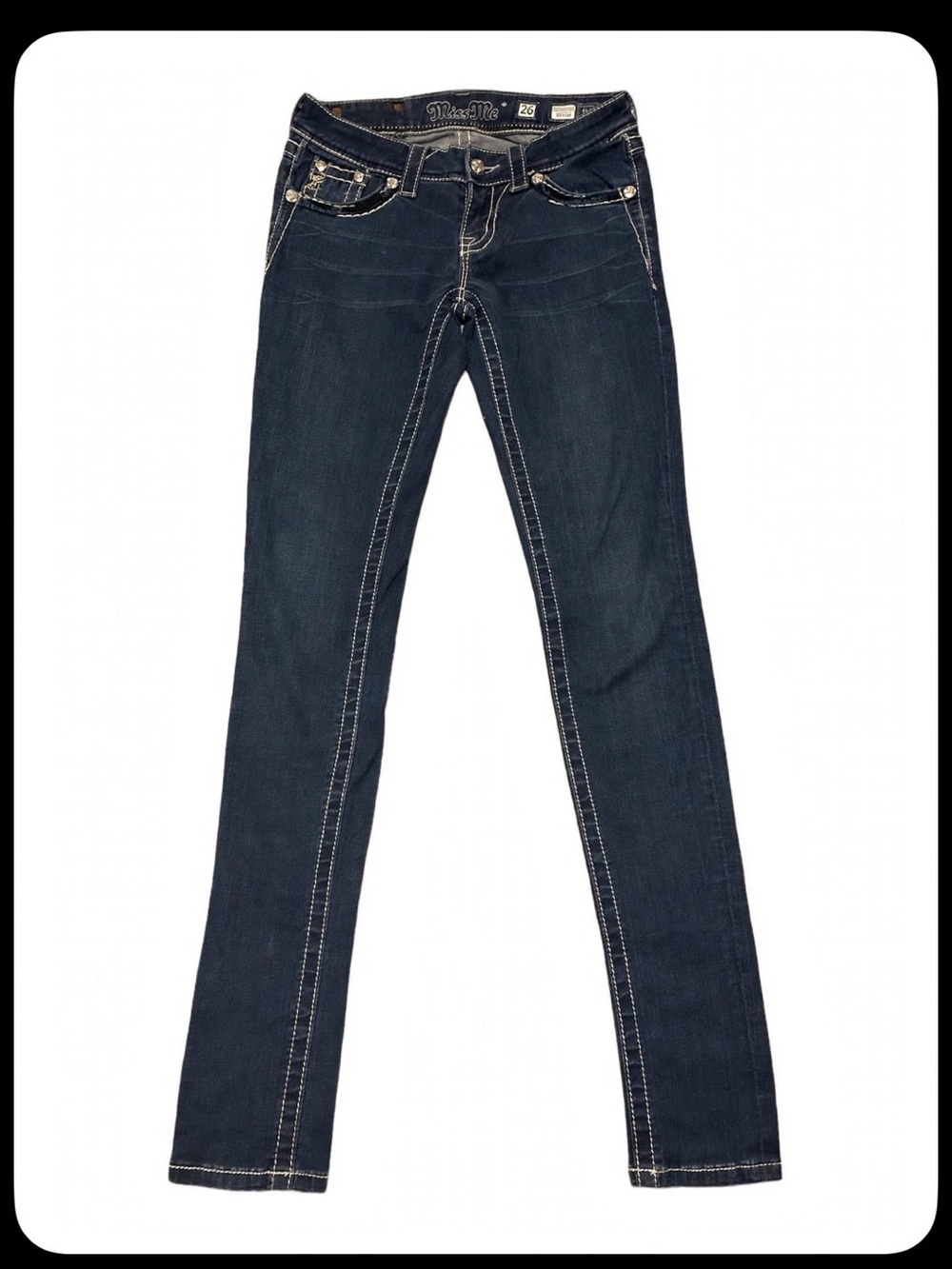 Miss Me Navy Skinny Jeans with Contrast Stitching